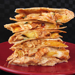 BBQ Chicken Peach Quesadillas
