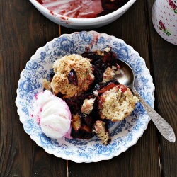 Plum, Biscuit Topping with Yogurt