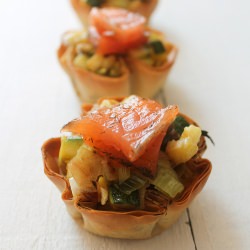 Tartaletas de puerro y salmon