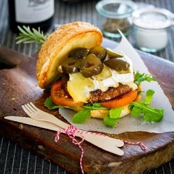Beef Burger with Brie and Figs