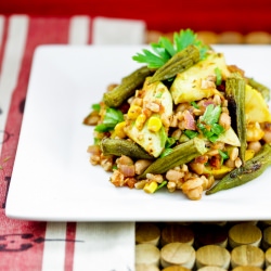 Okra, Black-Eyed Pea & Farro Bowl