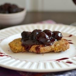 Pork chops with pinot cherry sauce