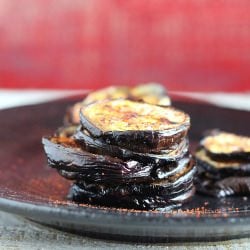 Chili eggplant stacks