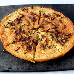 Zucchini Socca w/ Caramelized Onion