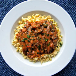 Portobello Paprikash with Spaetzle