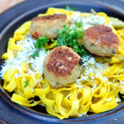 Saffron Tagliatelle with Fishballs