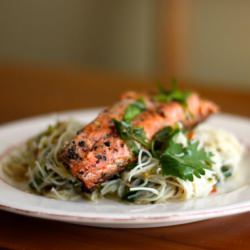 Seared Salmon and Coriander Noodles