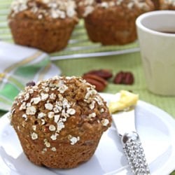 Spiced Pear Oat & Maple Muffins