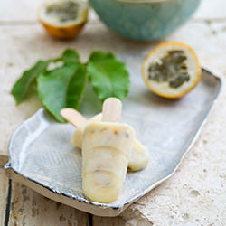 Milk and passionfruit popsicles