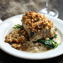 Feta and Basil Crusted Halibut