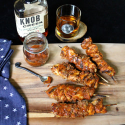 Bacon Bourbon BBQ Chicken Kebabs