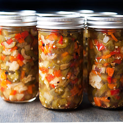 Hot Giardiniera (Pickled Peppers)