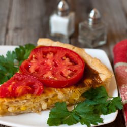 Corn-Onion-Tomato-Goat Cheese Tart