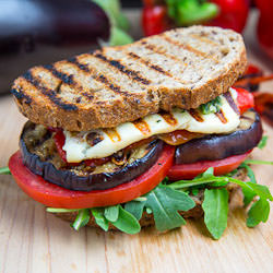 Grilled Eggplant and Roasted Red Pepper