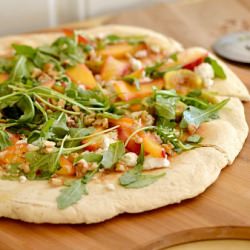 Honey, fig and peach pizza