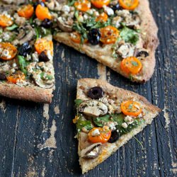 Almond feta Greek Pizza