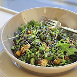 Lentil-peach salad
