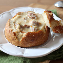 Cheddar ale & bratwurst soup