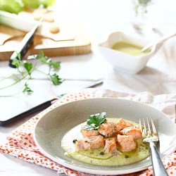 Salmon with Leek & Asparagus Sauce