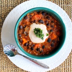 Black Bean, Sweet Potato, and Quinoa Chili