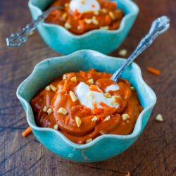 Roasted Carrot , Pepper, and Peanut Soup