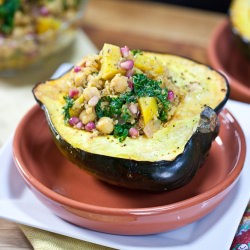Pomegranate Chickpea Stuffed Squash