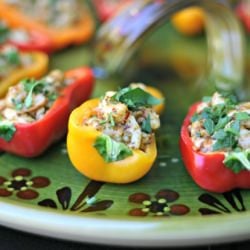 Shrimp + Pesto Stuffed Baby Peppers