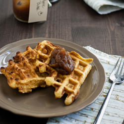 Cornmeal Waffles w/ Apple Butter