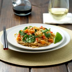 Spicy Noodles with Spinach and Tofu
