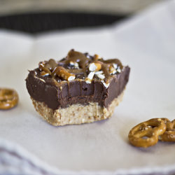 PB Fudge Caramel Pretzel Candy Bars