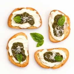 Pesto Cheese Crostini