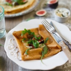 Chickpea Crepes Baked with Figs