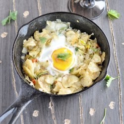Fried Eggs on Potato Chips