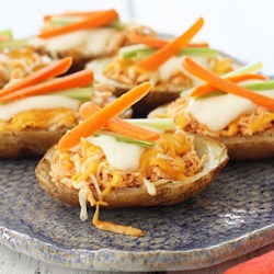 Skinny Buffalo Chicken Potato Skins