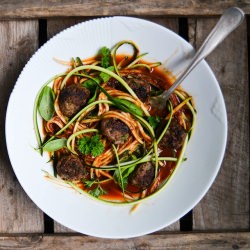 Zucchini Spaghetti & Spicy Meatball