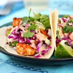 Shrimp Tacos with Adobo Sauce