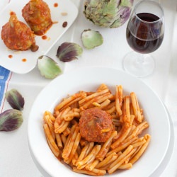 Pasta w/ Sicilian Stuffed Artichokes