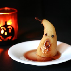 Ghostly Poached Pears