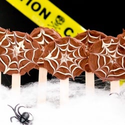 Chocolate Spiderweb Lollipops