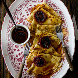 Crepes with Blood Orange Sauce