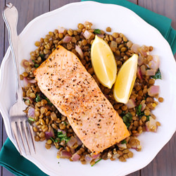 Baked Salmon & Lentils