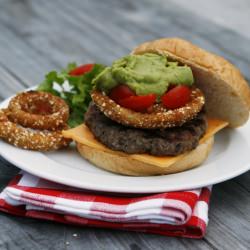 Loaded Guacamole Onion Ring Burger