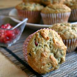 Banana Pomegranate Oat Muffins
