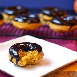 Chocolate Ganache Pumpkin Donuts