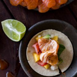 Torched Salmon and Mango Tacos