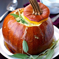 Bread Pudding Baked in a Pumpkin