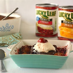 Peach & Cherry Gingerbread Cobbler