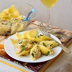Conchiglioni with Leek and Salmon