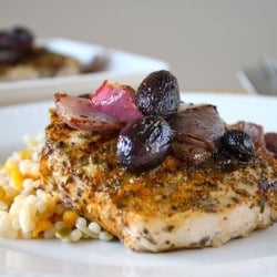 Pork Chops with Roasted Grapes