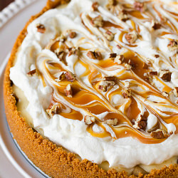 Salted Caramel Apple Cheesecake Pie